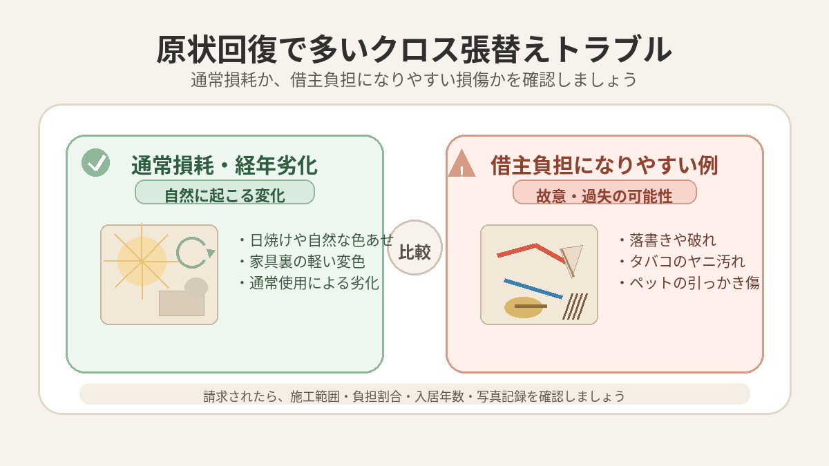 原状回復で多い請求トラブル事例と事前対策（入居者／大家向け）