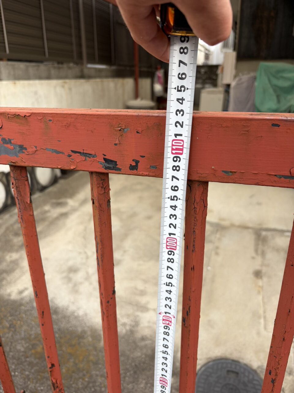 外構工事　門扉交換　採寸